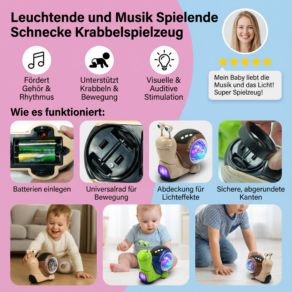 Krabbelspielzeug mit Musik und leuchtender Schnecke