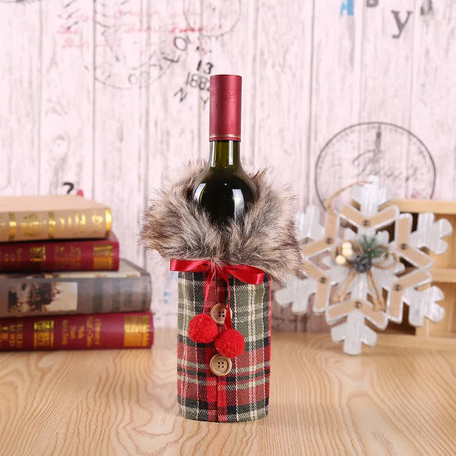 Festive Wine Bottle Cover – Stylish Christmas Decoration