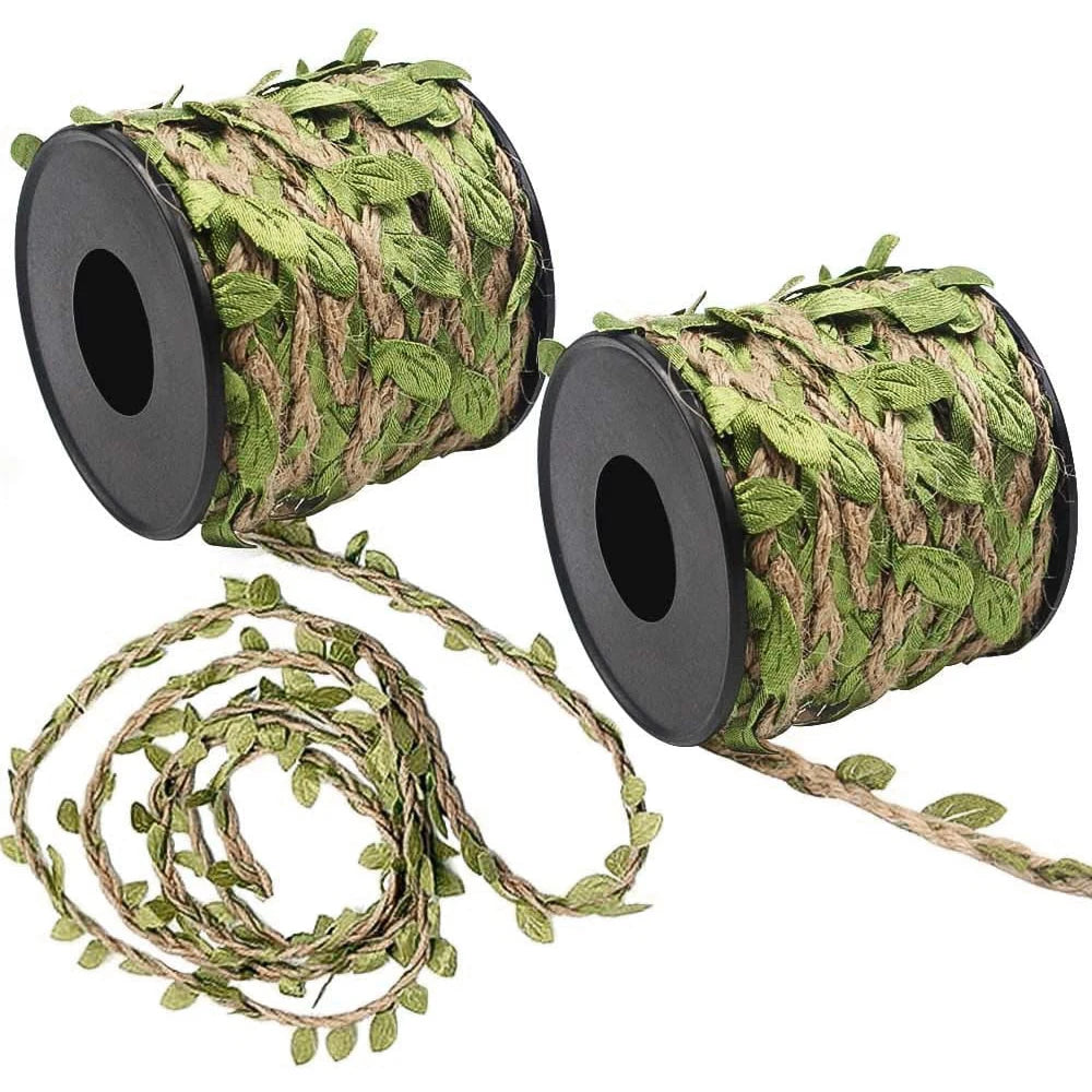 Natural Leaf Garland made of Jute and Polyester | 10 m Decorative Rope for Parties and Home