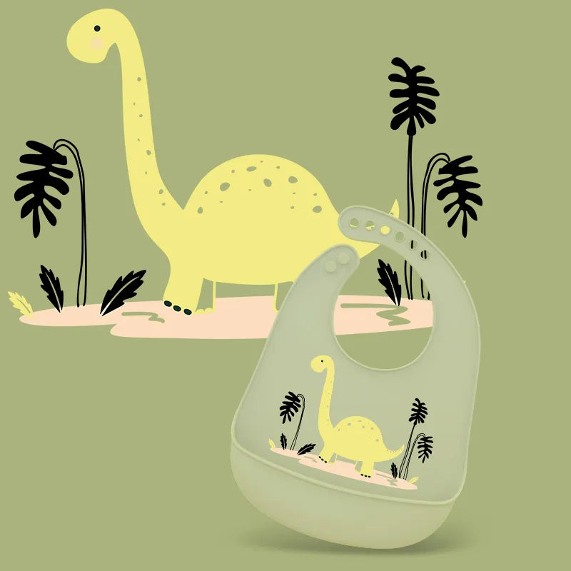 Weiches Silikon Lätzchen mit Tierdesign und Auffangschale für Babys