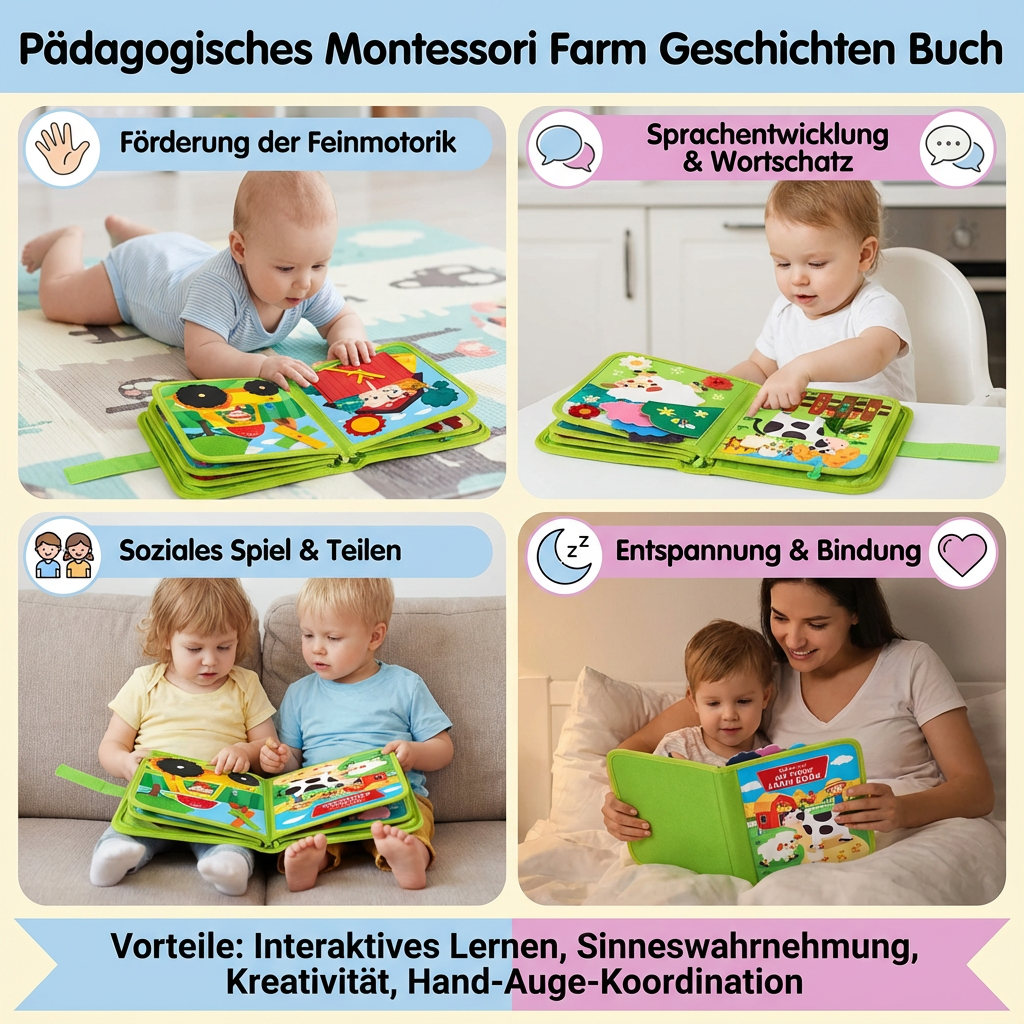 Geschichtenbuch über Bauernhof-Themen im Montessori-Stil