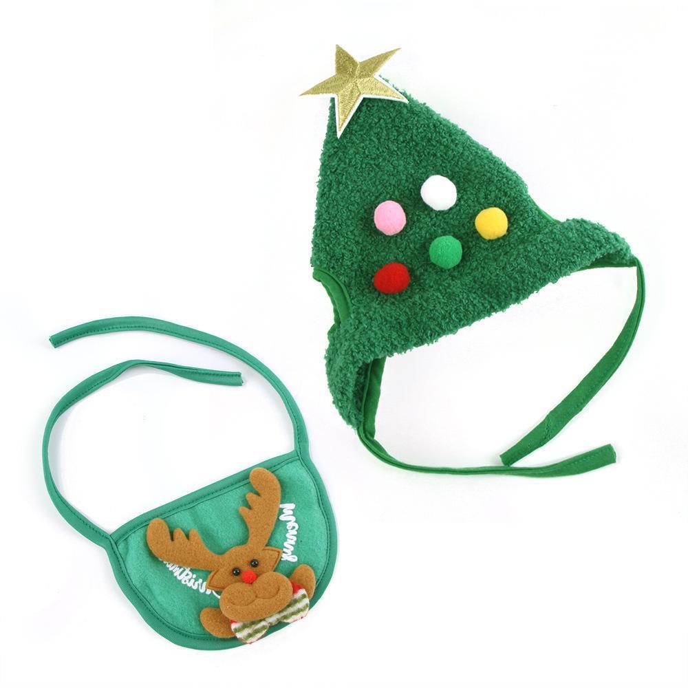 Weihnachtsmütze für Haustiere mit Flaum und goldenem Rand