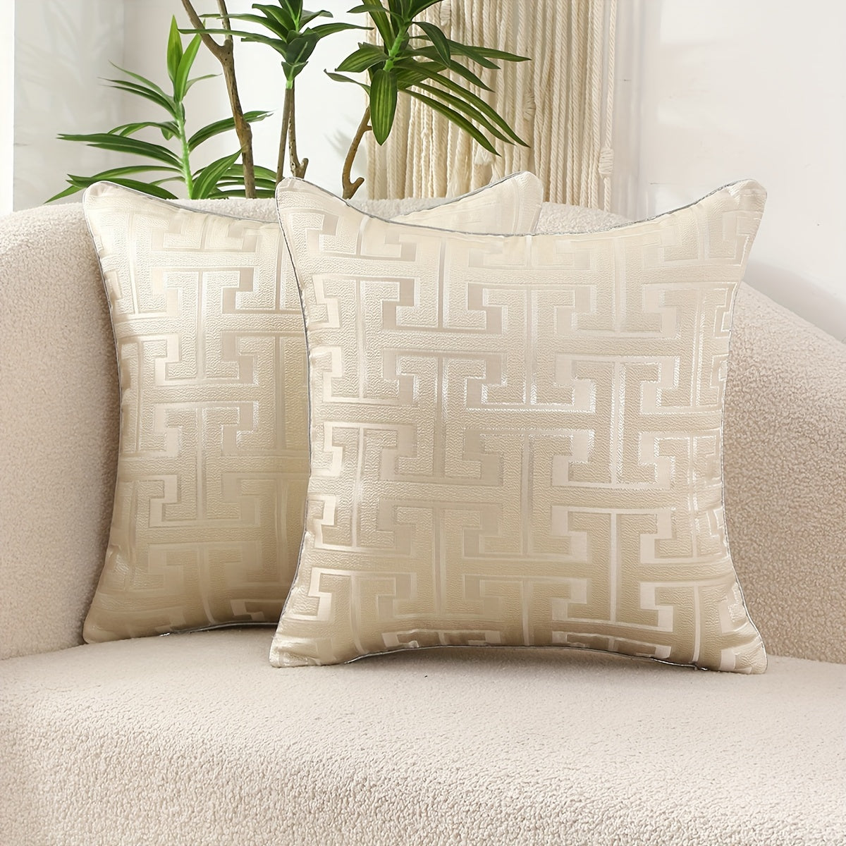 2er-Set Geometrische Jacquard-Kissenbezüge mit Verstecktem Reißverschluss – Stilvolle Kissenhüllen für Ihr Zuhause