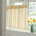 Beige Vorhang mit Gänseblümchenmuster aus Baumwoll-Leinenstoff