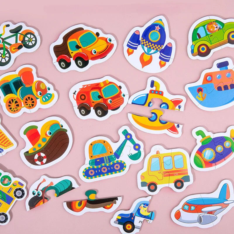 Pädagogisches Puzzle für Kinder mit bunten Motiven zum Lernen