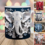 3D Elefanten Blumen Tasse