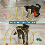 Abenteuerlicher Katzentunnel mit Spielzeug für aktive Katzen