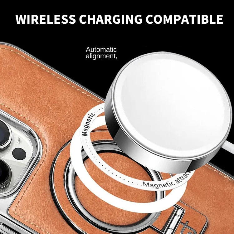 Elegante Lederhülle für iPhone mit Magnetständer – Stilvolle Sicherheit