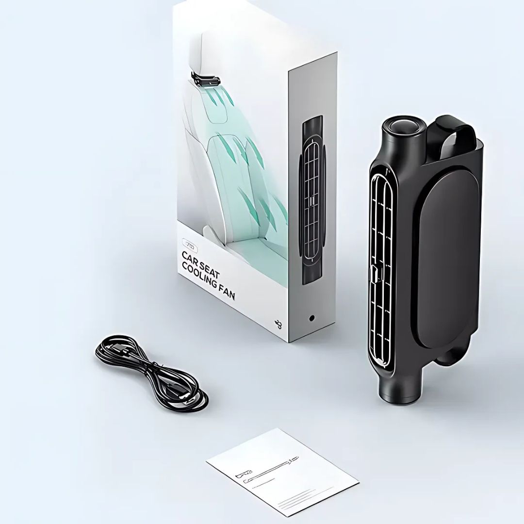 USB Auto Sitz Kühllüfter - 3-stufig einstellbar - leise mit Klettverschluss für Kopfstütze