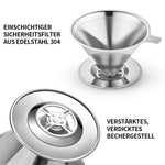 KaffeeGenuss Edelstahlfilter | Wiederverwendbar | Ø 11,5–12,5 cm