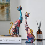 Minimalistische Katzen Skulpturen im Duo für moderne Dekoration