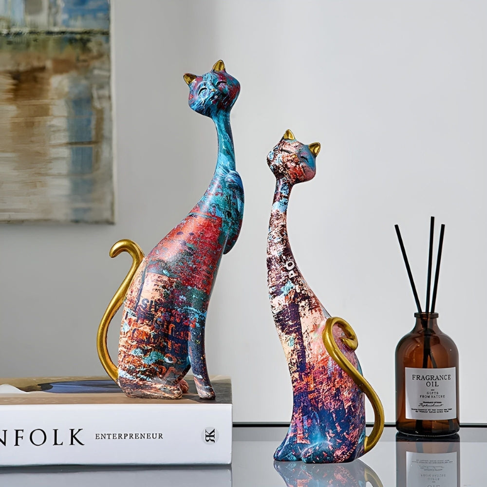 Minimalistische Katzen Skulpturen im Duo für moderne Dekoration