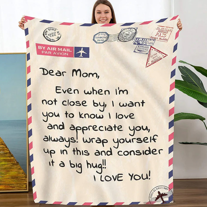 Gemütliche Flanell-Decke mit liebevollen Botschaften für Mama
