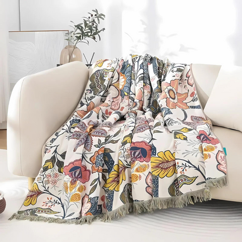 Elegant Reversible Blanket with Floral Motif for Any Room