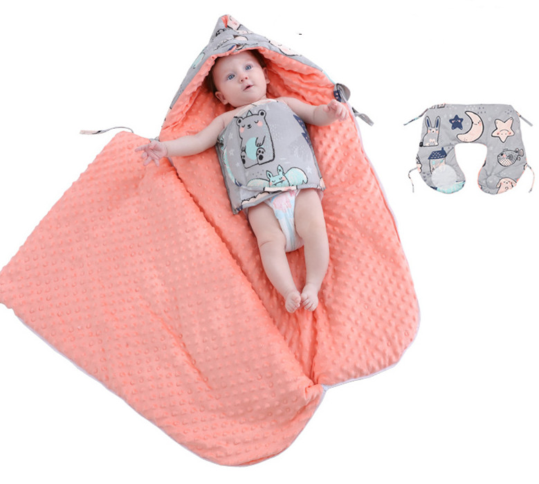 Schlafsack für Babys mit Kapuze – Minky-Decke für Neugeborene