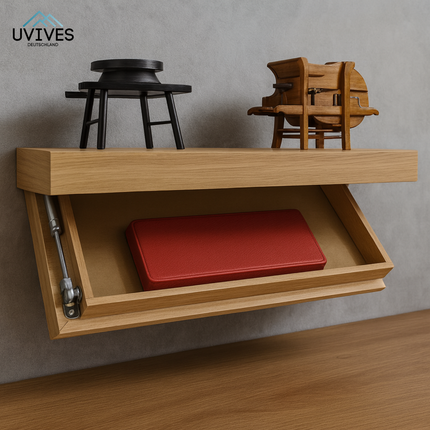Hidden Storage – Elegant Wall Shelf with Concealed Compartment