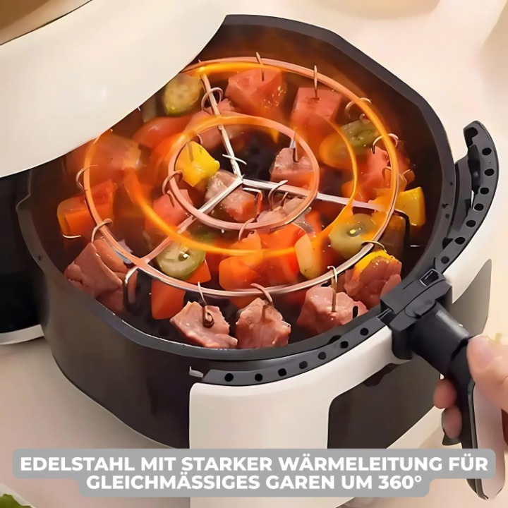 Grillaufsatz für Heißluftfritteusen mit Spießen