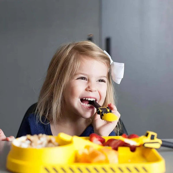 Kinderteller Set für Bulldozer-Motiv