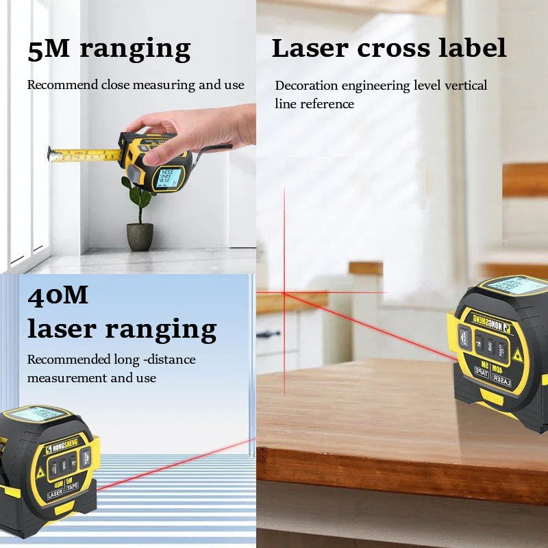 3-in-1 Laser-Messgerät mit Band | TechMeasure