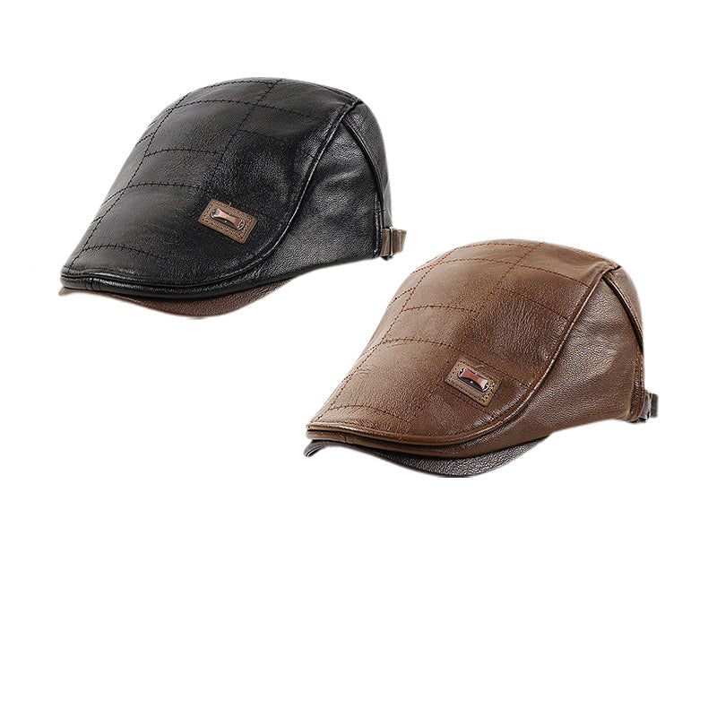 Luxurious Leather Plush Hat | Stylish Warmth for Winter