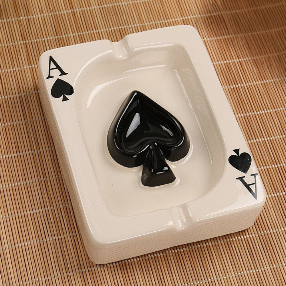 Stylish Ceramic Ashtray with Heart Motif – Square Decor for Home and Office