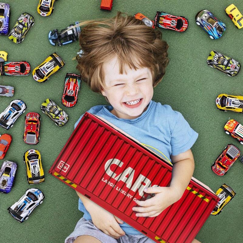 Set mit 48 verschiedenen Rennspielzeugautos aus Metall