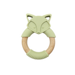 Zahnungshilfe im Fuchsdesign – Beißring aus Holz und Silikon für Babys