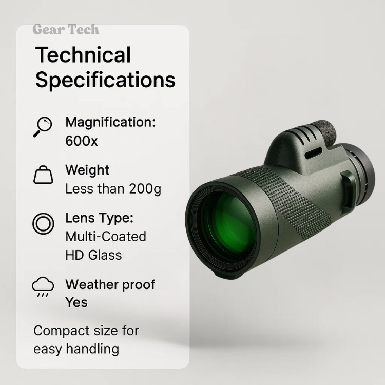 AussichtsGenie | 600x Kompaktes Teleskop mit Ultra-Zoom | Leicht, HD-Optik und Ideal für Outdoor-Aktivitäten