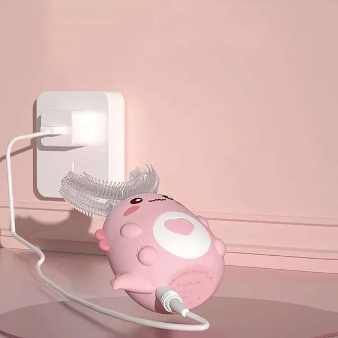 U-förmige elektrische Zahnbürste für Kinder - sanfte Vibration - reinigt alle Oberflächen - Spaß, einfach und effektiv für die tägliche Mundhygiene