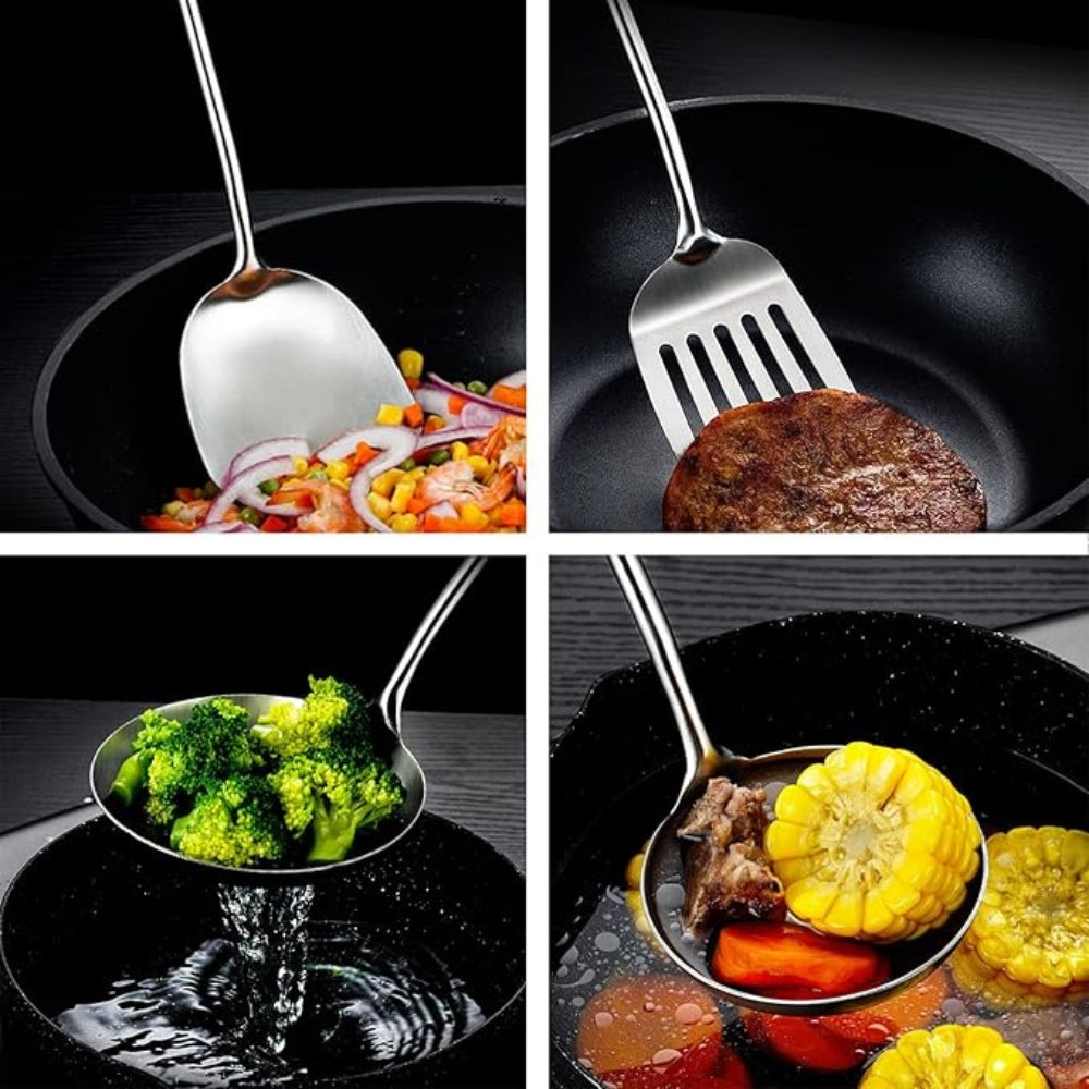 Elegantes Küchenutensilien-Set aus Edelstahl | 6-teilig