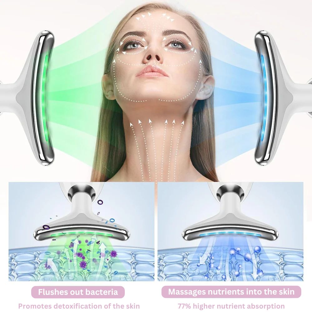 Gesichtsmassagegerät mit LED-Lichttherapie und Ionenreinigung
