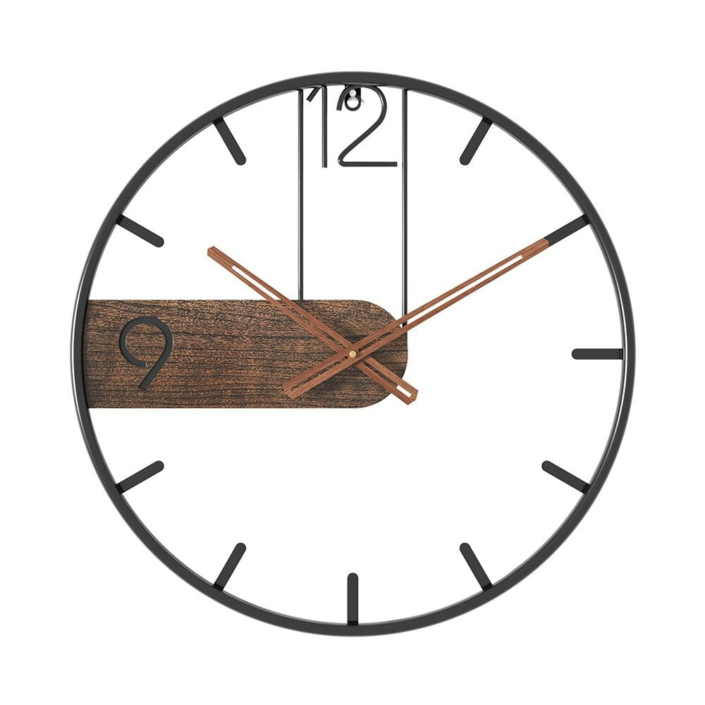 Elegante Wand-Uhr aus Stahl und Nussbaum – Geräuschloses Design für Zuhause und Büro