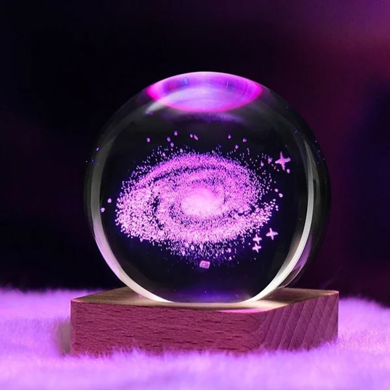 3D Kristallkugel Nachtlicht Deko Lampe – Galaxy Effekt