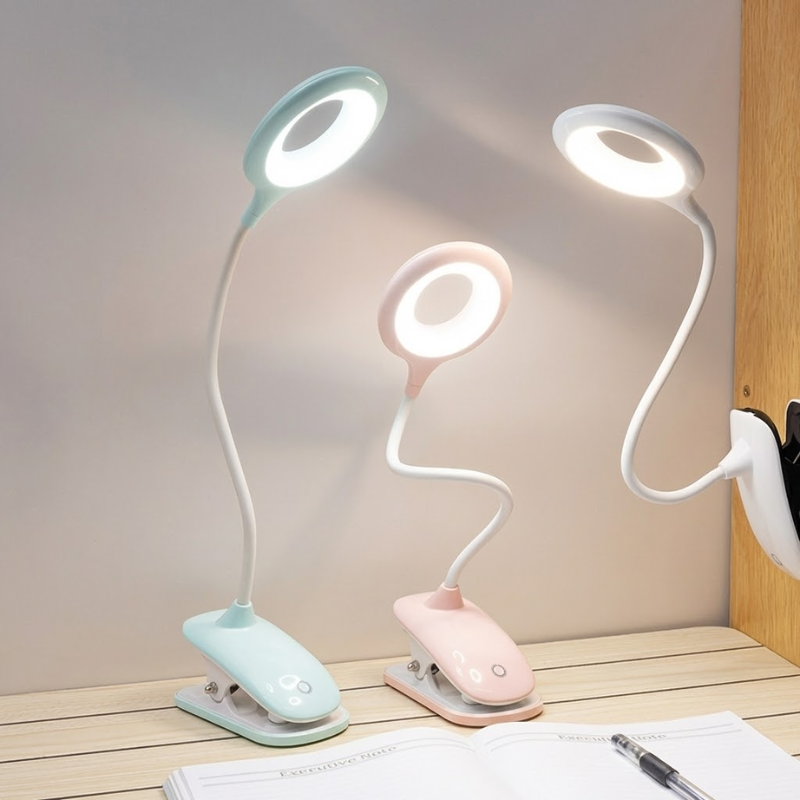 Clip-on Lamp with Flexible Neck – Rechargeable Reading Lamp for Bed