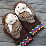 Wollige Nordic-Handschuhe mit Eulenmotiv für Kinder