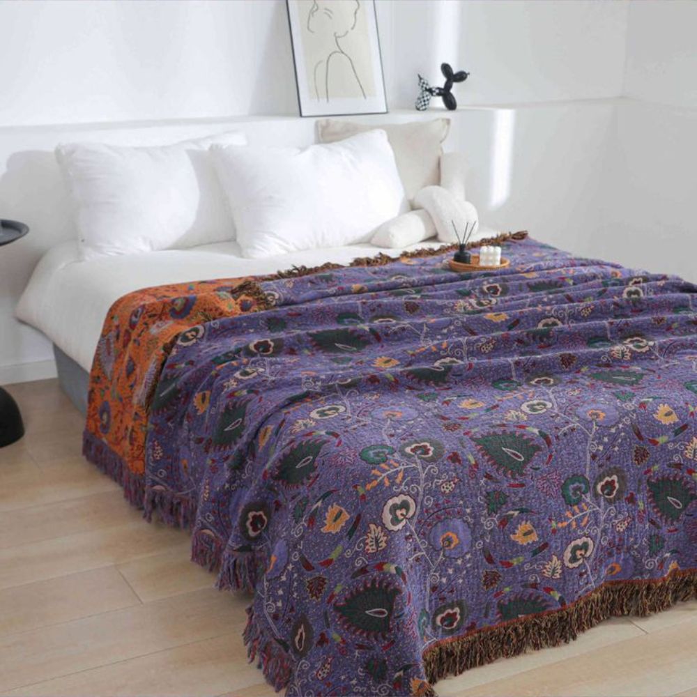 Boho-Stil Baumwolldecke mit Fransen
