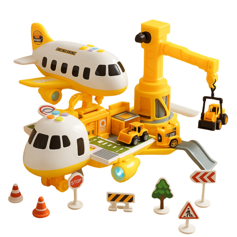 Polizei Flugzeug-Spielset mit Fahrzeugen und Kran