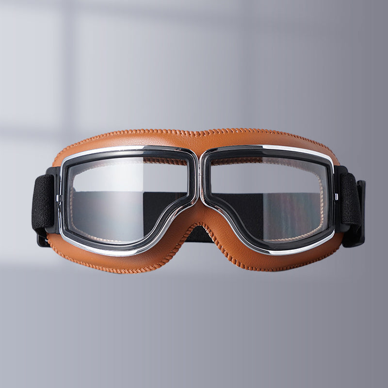 Vintage Motorradschutzbrille mit wechselbaren Gläsern und Komfortpolsterung