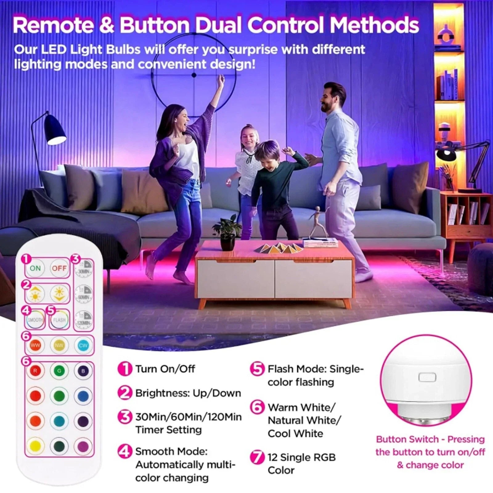 Akku RGB LED Lampe E27 mit Fernbedienung – Kabellos und Flexibel