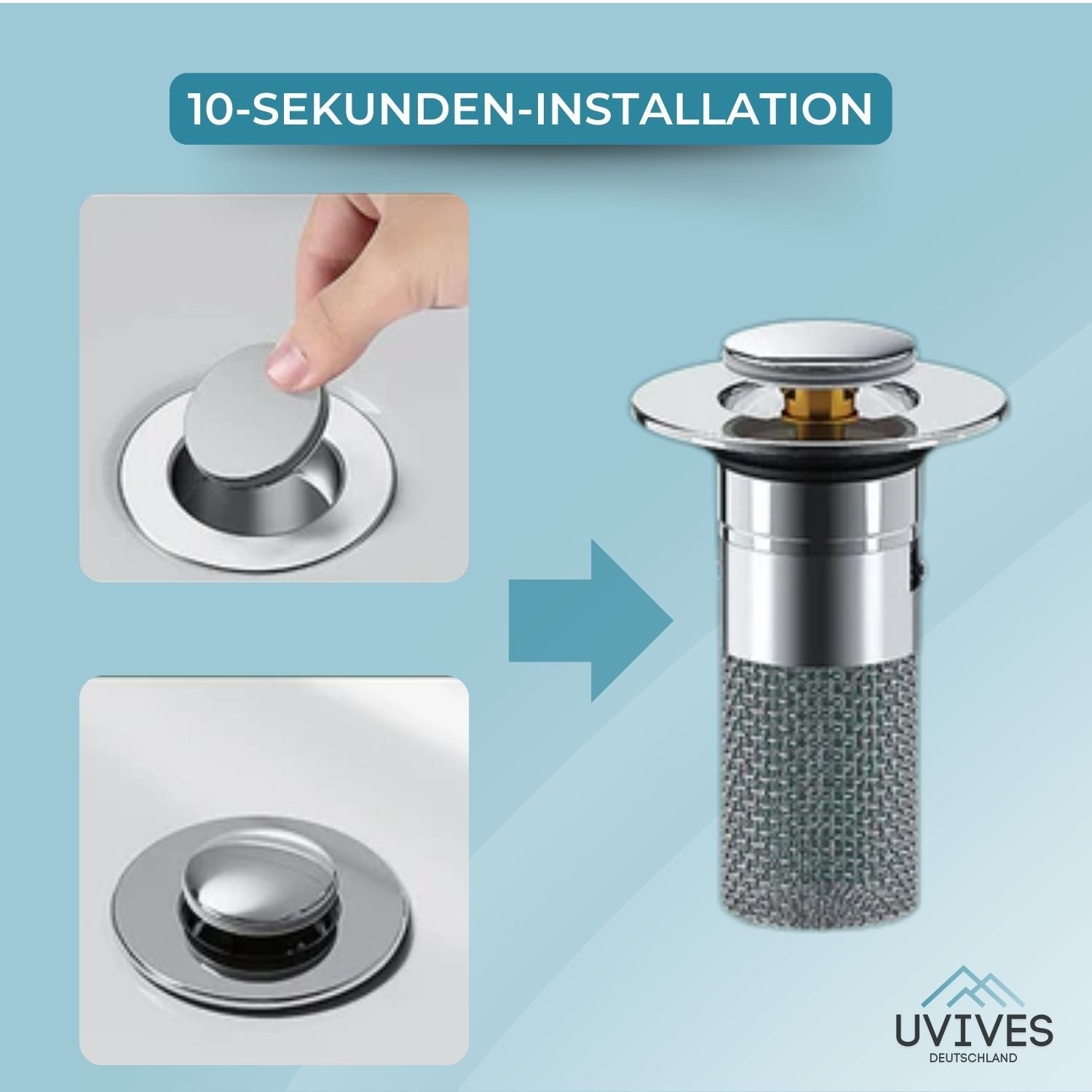 AquaGuard™ Stainless Steel Drain Strainer | 2-in-1 Clog Solution | Rust-Proof & Easy to Clean