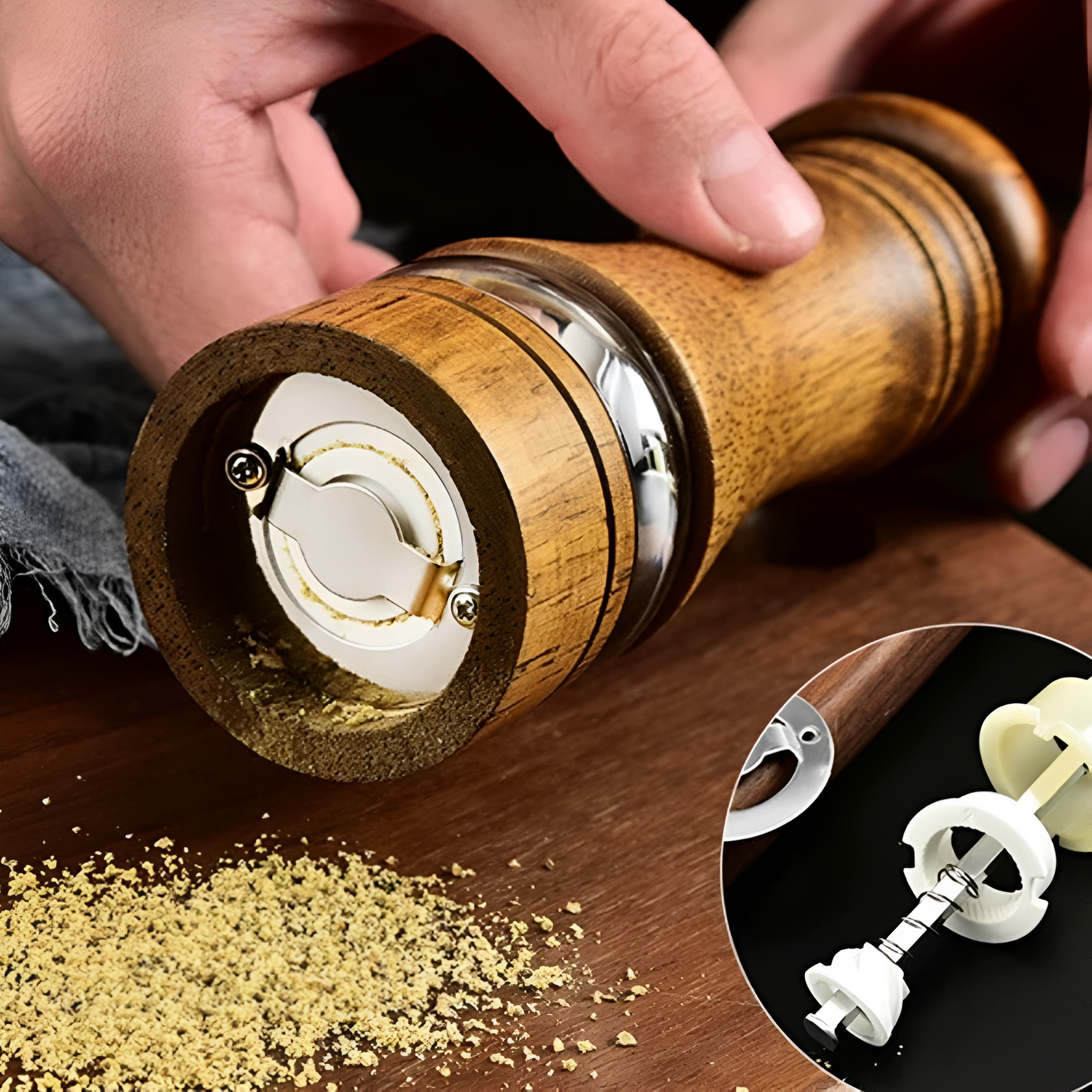 Handgefertigte Gewürzmühle aus Eichenholz für Genussliebhaber
