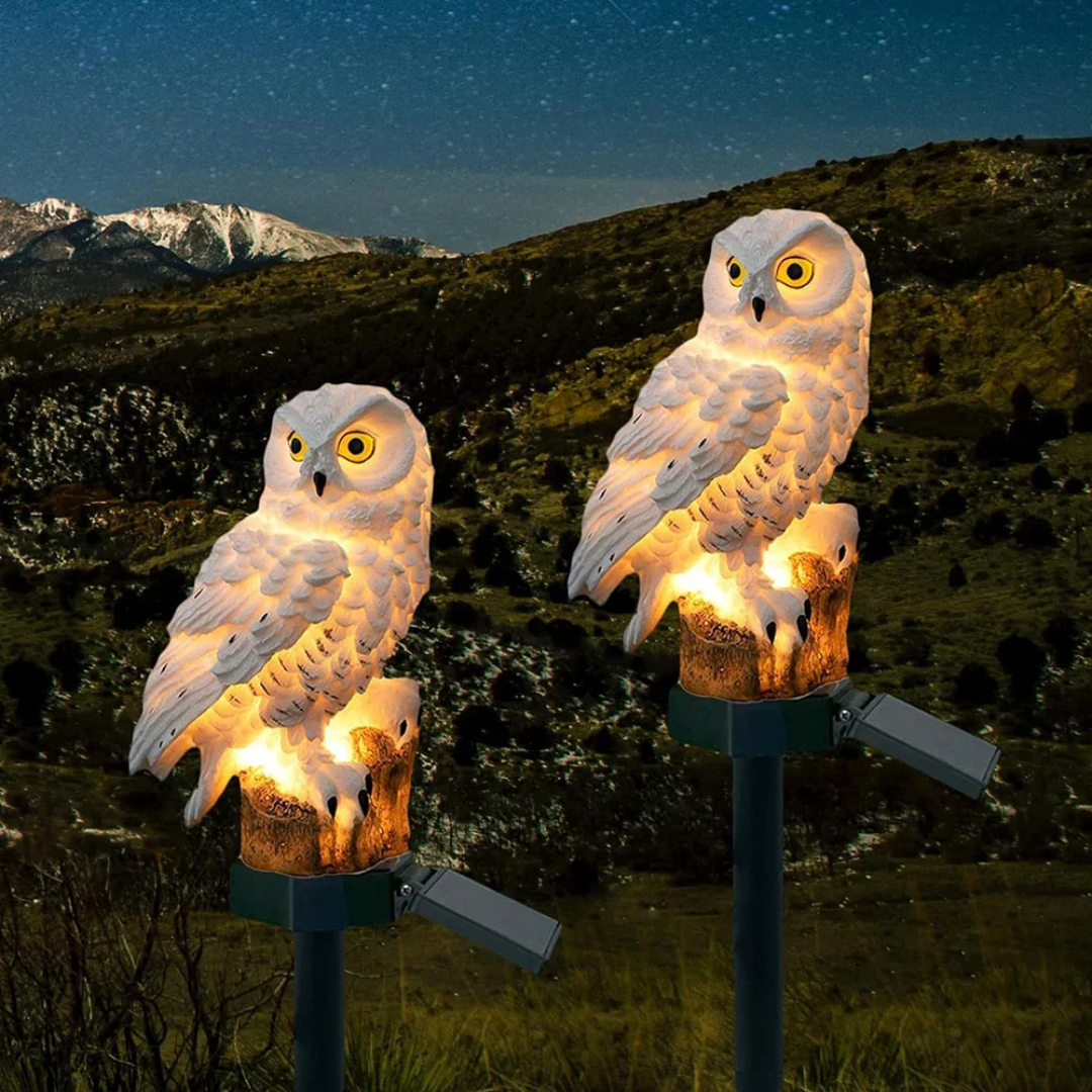 Solarbetriebene Gartenlampen im Eulendesign – Außenbeleuchtung
