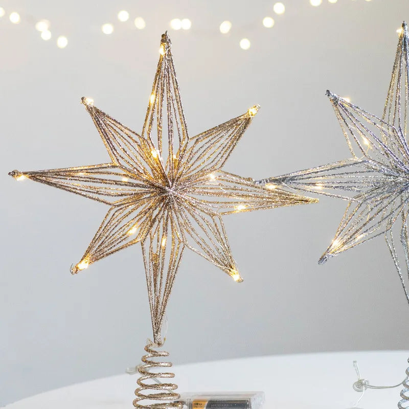 Festlicher Goldstern mit LED-Beleuchtung für den Weihnachtsbaum