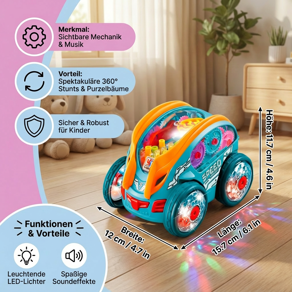 Spielauto mit leuchtenden Purzelbaum-Funktionen