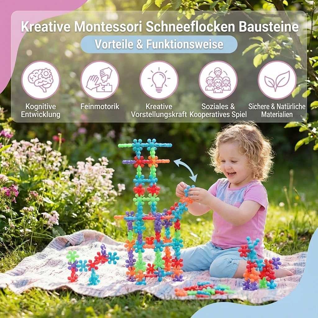 Schneeflocken Bausteine für kreative Montessori-Spieler