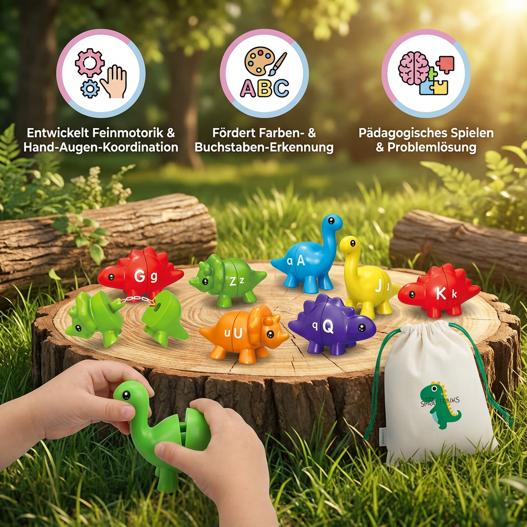 Farben Sortierspiel Set mit Dinosauriern nach Montessori-Prinzipien