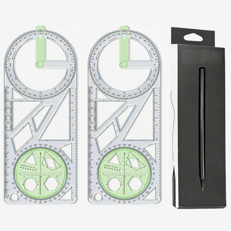 Vielseitiger Geometrie-Lineal mit drehbarem Winkelmesser