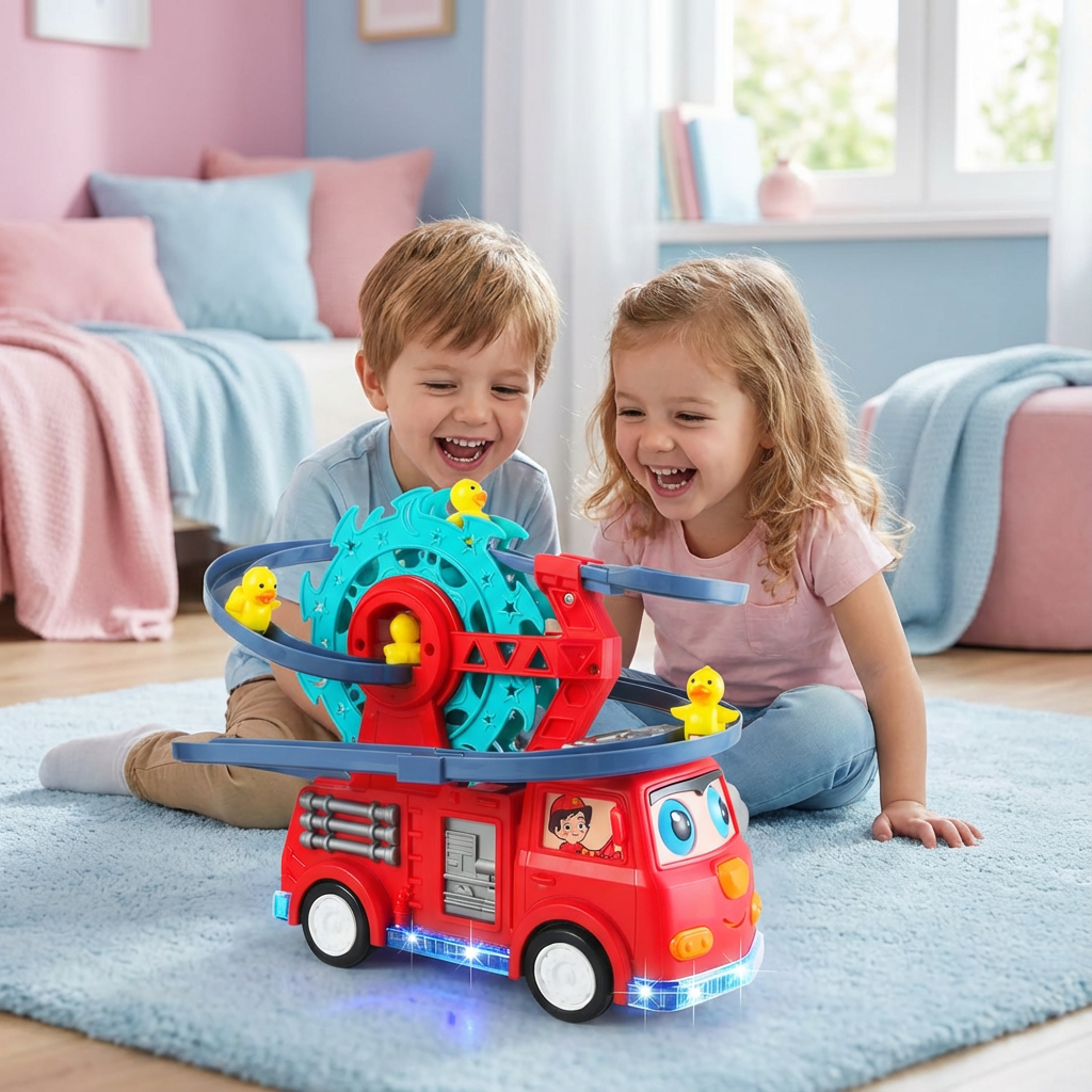 Spielzeugauto mit Feuerwehr-Ente für Kinder