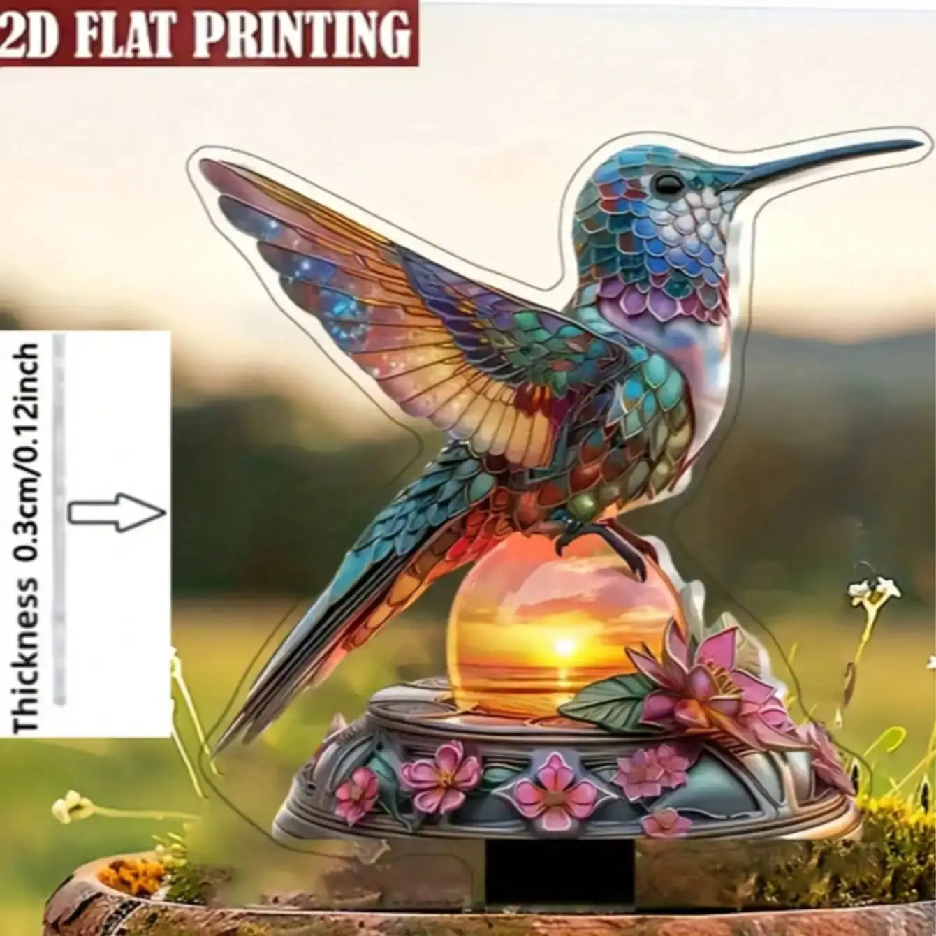 Colorful Hummingbird Garden Stake | Decorative Outdoor Lamp