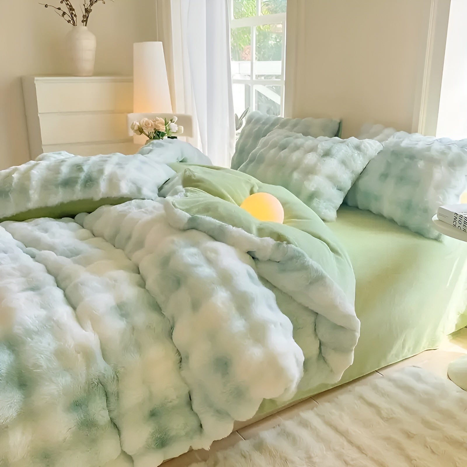 Gemütliches Plüsch Bettwäsche Set – Warm und weich für Herbst & Winter | Wendbares Design in Kaninchenfell & Milchvelours
